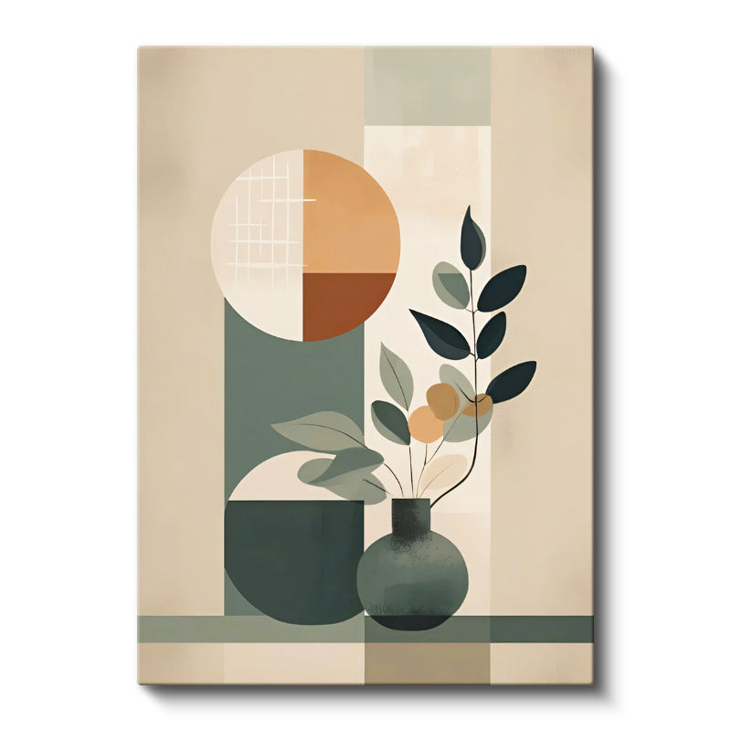 Dikey Kanvas Tablo Minimalist Vazo ve Yaprak Minimalist Tablosu Ev Ofis Duvar Dekoru