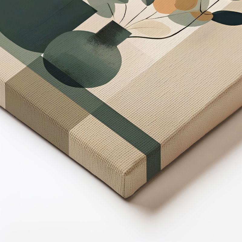 Dikey Kanvas Tablo Minimalist Vazo ve Yaprak Minimalist Tablosu Ev Ofis Duvar Dekoru