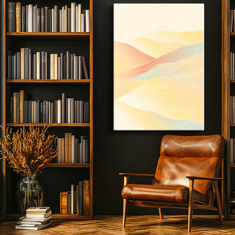 Dikey Kanvas Tablo Dalgalı Tepe Görünümü Soyut Manzara Tablosu Ev Ofis Duvar Dekoru