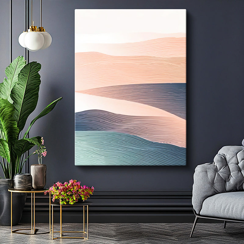 Dikey Kanvas Tablo Katmanlı Kum Tepeleri Soyut Manzara Tablosu Ev Ofis Duvar Dekoru