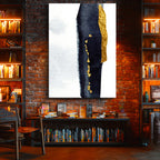 Dikey Kanvas Tablo Dikey Formlu Altın Soyut Tablo Ev Ofis Duvar Dekoru