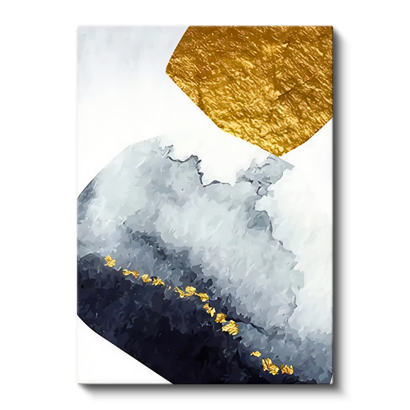 Dikey Kanvas Tablo Geometrik Altın Blok Soyut Tablo Ev Ofis Duvar Dekoru