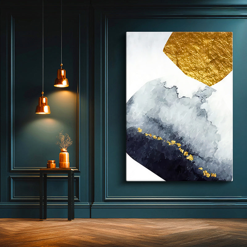 Dikey Kanvas Tablo Geometrik Altın Blok Soyut Tablo Ev Ofis Duvar Dekoru