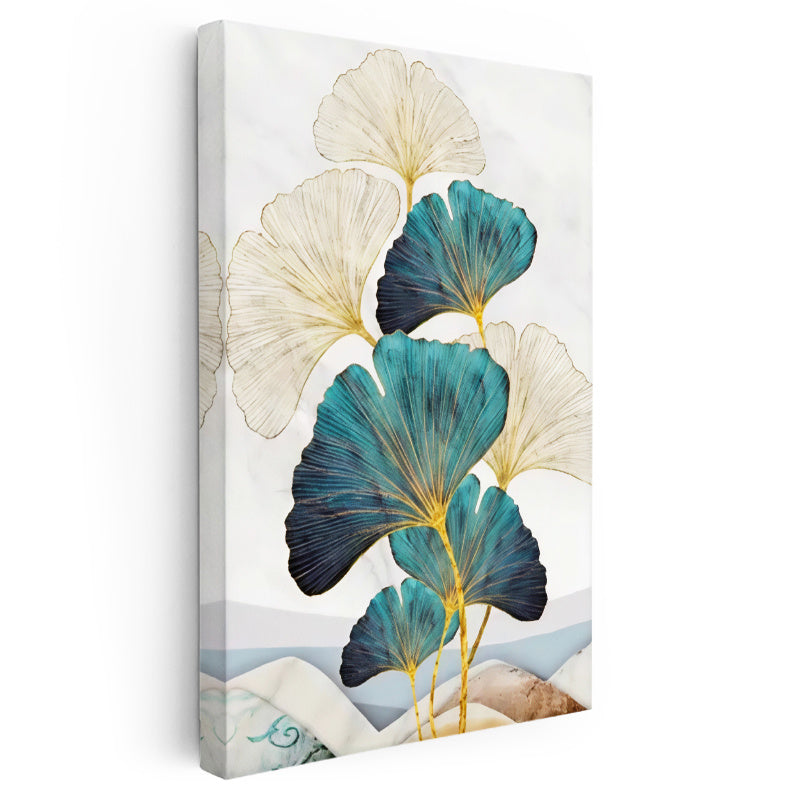 Dikey Kanvas Tablo Ginkgo Yaprak Formu Botanik Tablo Ev Ofis Duvar Dekoru