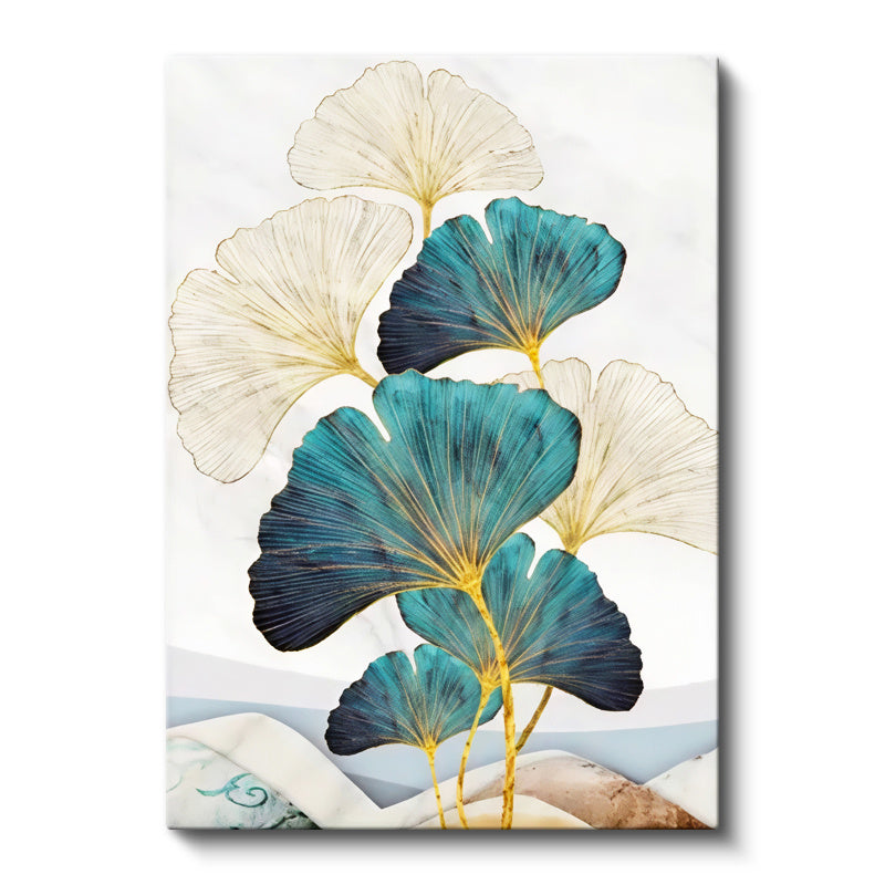 Dikey Kanvas Tablo Ginkgo Yaprak Formu Botanik Tablo Ev Ofis Duvar Dekoru