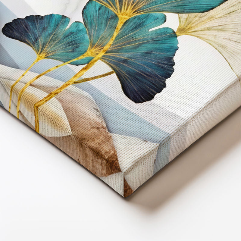 Dikey Kanvas Tablo Ginkgo Yaprak Formu Botanik Tablo Ev Ofis Duvar Dekoru