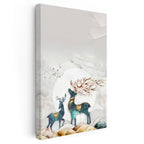 Dikey Kanvas Tablo Dallı Geyik Silüeti Hayvan Tablosu Ev Ofis Duvar Dekoru