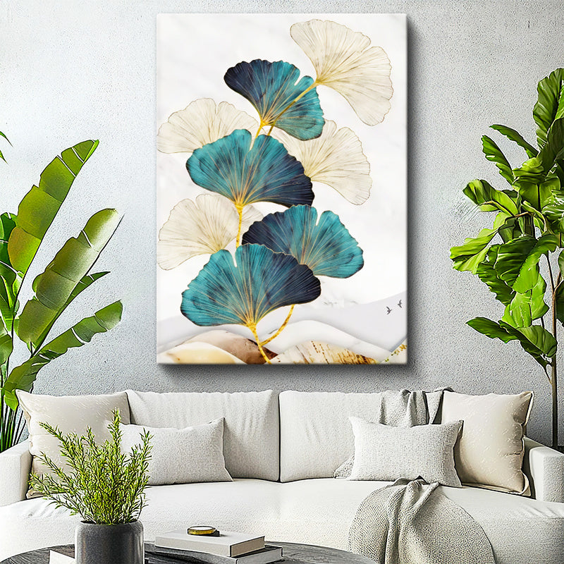 Dikey Kanvas Tablo Yelpaze Yapraklar Botanik Tablo Ev Ofis Duvar Dekoru