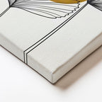 Dikey Kanvas Tablo Çizgisel Bitki ve Daire Minimalist Tablo Ev Ofis Duvar Dekoru