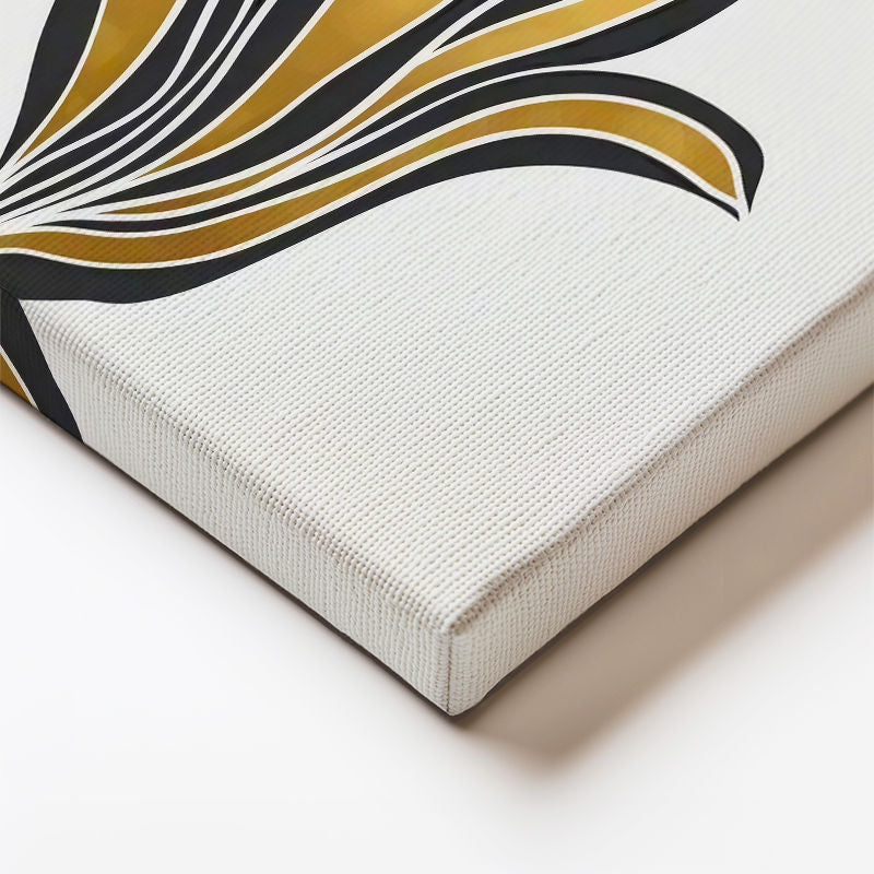 Dikey Kanvas Tablo Altın Detaylı Bitki Modern Tablo Ev Ofis Duvar Dekoru