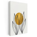 Dikey Kanvas Tablo Lale Formu ve Daire Minimalist Tablo Ev Ofis Duvar Dekoru