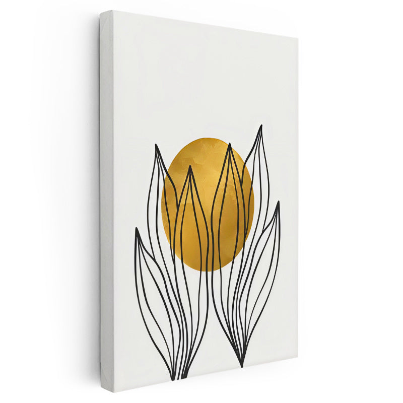 Dikey Kanvas Tablo Lale Formu ve Daire Minimalist Tablo Ev Ofis Duvar Dekoru