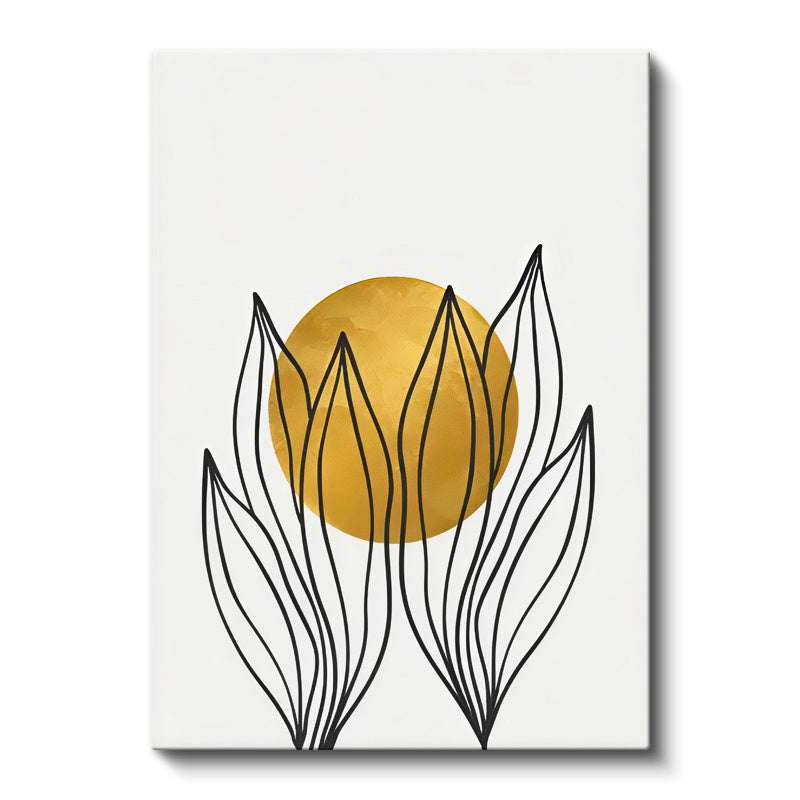Dikey Kanvas Tablo Lale Formu ve Daire Minimalist Tablo Ev Ofis Duvar Dekoru