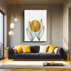 Dikey Kanvas Tablo Lale Formu ve Daire Minimalist Tablo Ev Ofis Duvar Dekoru