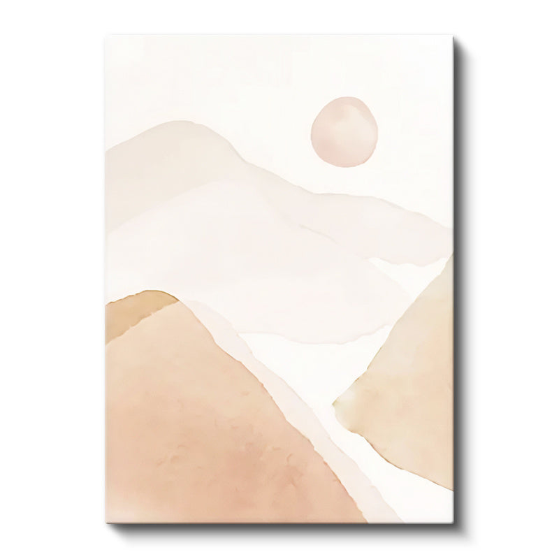 Dikey Kanvas Tablo Soft Tepe ve Ay Silüeti Soyut Manzara Tablosu Ev Ofis Duvar Dekoru