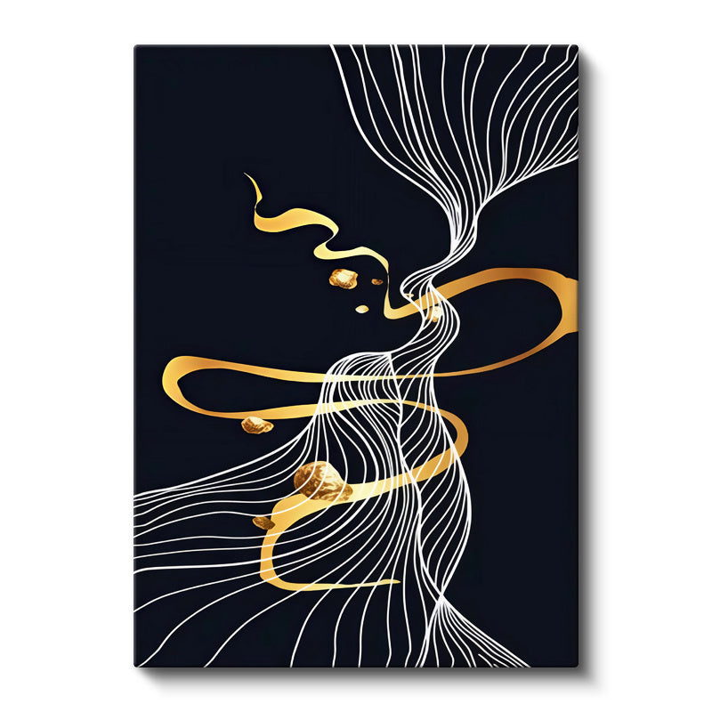 Dikey Kanvas Tablo Dalgalı Akışkan Çizgiler Modern Sanat Tablosu Ev Ofis Duvar Dekoru