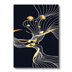 Dikey Kanvas Tablo Kıvrımlı Altın Şeritler Lüks Soyut Tablo Ev Ofis Duvar Dekoru