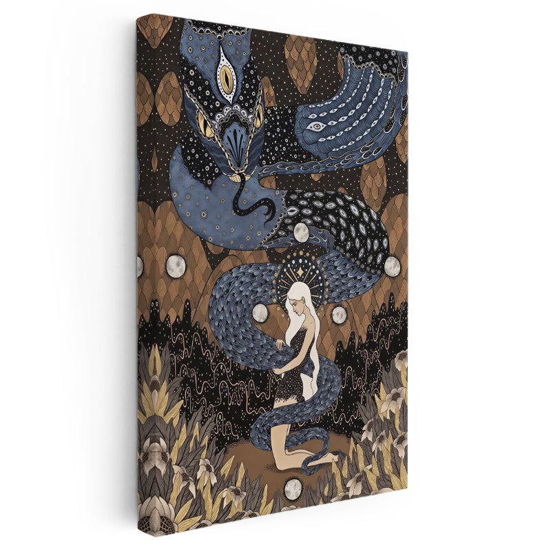 Dikey Kanvas Tablo Masalsı Kadın Figürü Sürrealist Tablo Ev Ofis Duvar Dekoru