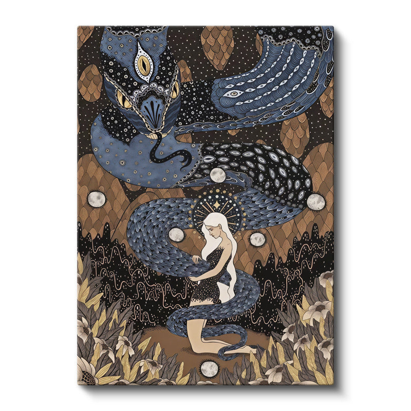 Dikey Kanvas Tablo Masalsı Kadın Figürü Sürrealist Tablo Ev Ofis Duvar Dekoru