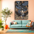 Dikey Kanvas Tablo Masalsı Kadın Figürü Sürrealist Tablo Ev Ofis Duvar Dekoru