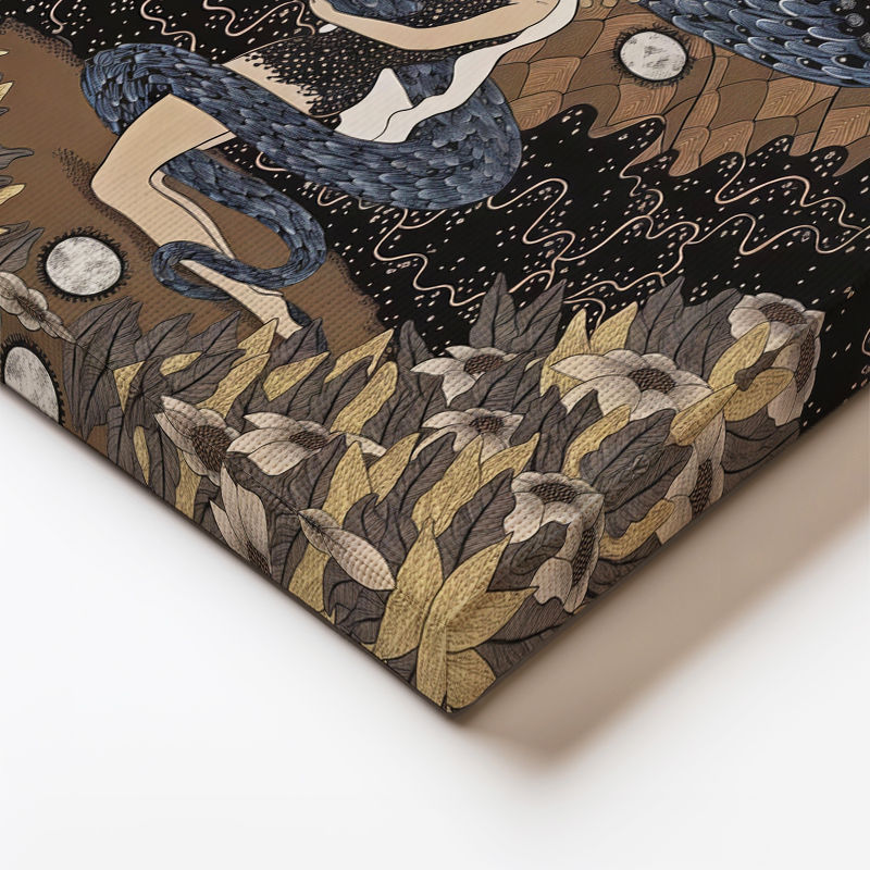 Dikey Kanvas Tablo Masalsı Kadın Figürü Sürrealist Tablo Ev Ofis Duvar Dekoru