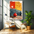 Dikey Kanvas Tablo Modern Vazo ve Dal Modern Sanat Tablosu Ev Ofis Duvar Dekoru