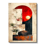 Dikey Kanvas Tablo Denge Taşı ve Bitki Zen Soyut Tablo Ev Ofis Duvar Dekoru