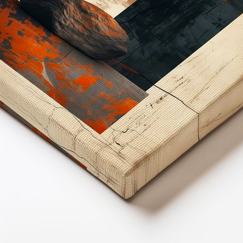 Dikey Kanvas Tablo Denge Taşı ve Bitki Zen Soyut Tablo Ev Ofis Duvar Dekoru