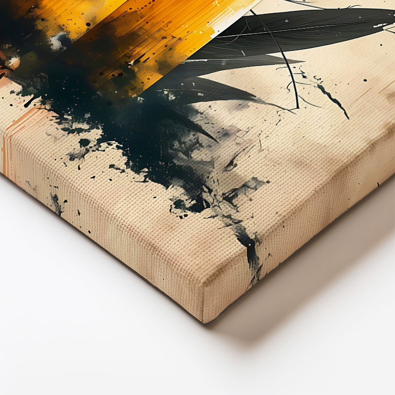 Dikey Kanvas Tablo Bambu ve Yaprak Modern Botanik Tablo Ev Ofis Duvar Dekoru