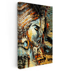 Dikey Kanvas Tablo Kadın Profili Kabartma Görünümlü Tablo Ev Ofis Duvar Dekoru