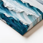 Dikey Kanvas Tablo Dalga ve Yelkenli Kabartma Görünümlü Tablo Ev Ofis Duvar Dekoru