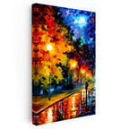 Dikey Kanvas Tablo Yağmurlu Sokak Lambaları Modern Sanat Tablosu Ev Ofis Duvar Dekoru