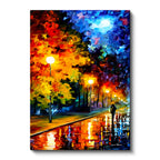 Dikey Kanvas Tablo Yağmurlu Sokak Lambaları Modern Sanat Tablosu Ev Ofis Duvar Dekoru