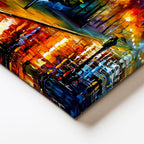 Dikey Kanvas Tablo Yağmurlu Sokak Lambaları Modern Sanat Tablosu Ev Ofis Duvar Dekoru