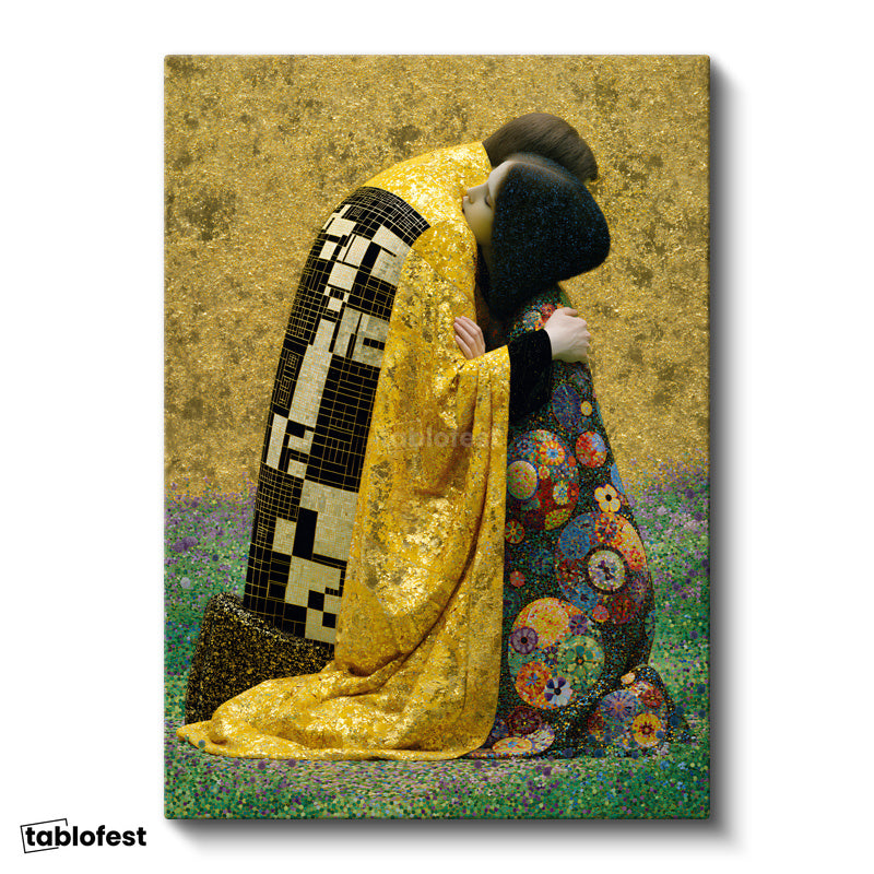 Dikey Kanvas Tablo Gustav Klimt Öpücük Klasik Sanat Tablosu Ev Ofis Duvar Dekoru