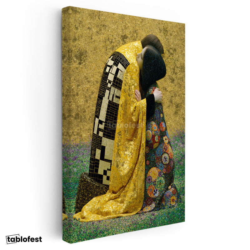 Dikey Kanvas Tablo Gustav Klimt Öpücük Klasik Sanat Tablosu Ev Ofis Duvar Dekoru