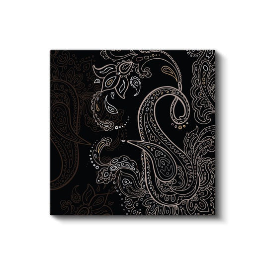 Şal Deseni - Zarif Paisley Motifli Soyut Kompozisyon Kanvas Tablo