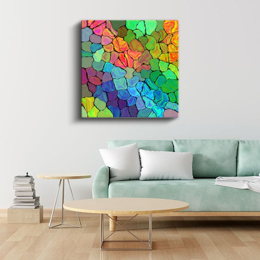 Renkli Mozaik - Canlı Tonlarda Organik Formlar Kanvas Tablo