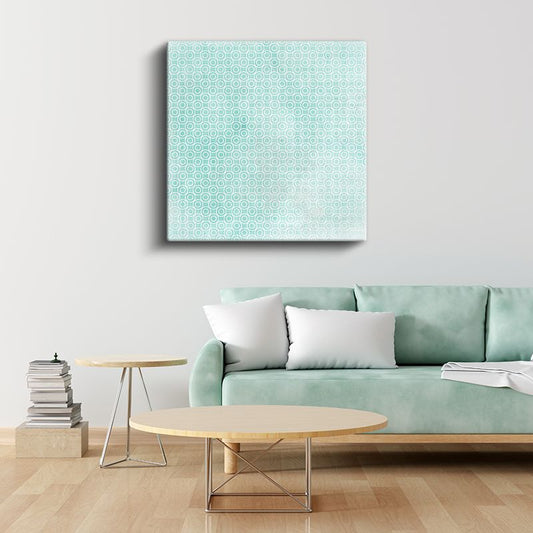 Turkuaz Daireler - Geometrik Sonsuzluk Deseni Kanvas Tablo