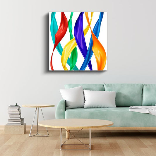 Renkli Şeritler - Akışkan Hareket Soyut Kompozisyon Kanvas Tablo
