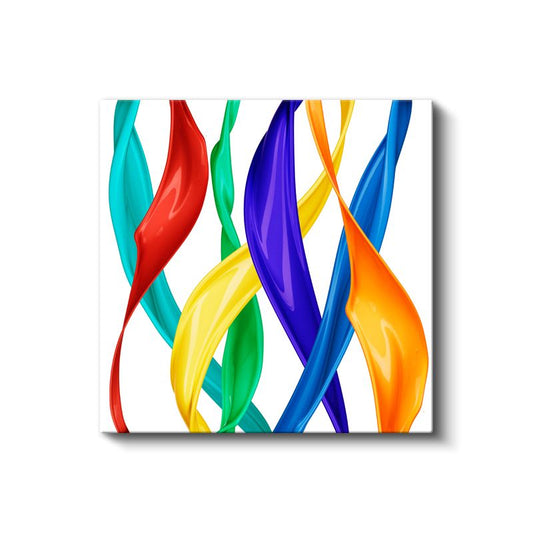 Renkli Şeritler - Akışkan Hareket Soyut Kompozisyon Kanvas Tablo