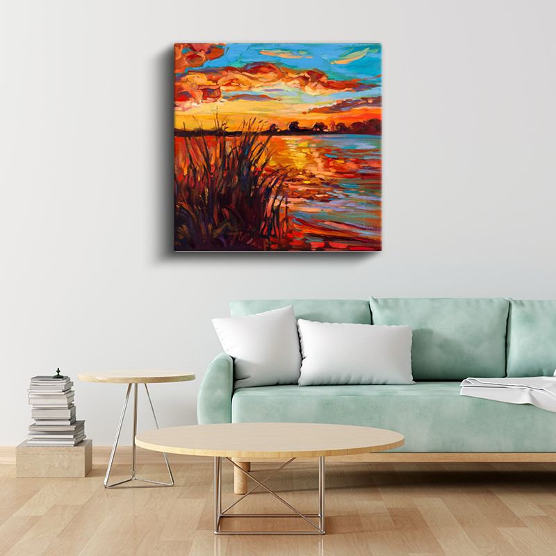 Alev Tonları - Gün Batımı Manzarası Kanvas Tablo