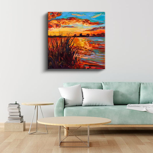 Alev Tonları - Gün Batımı Manzarası Kanvas Tablo