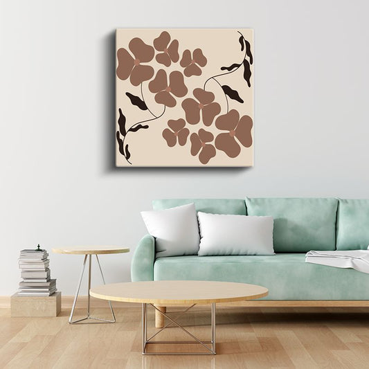 Zarif Çiçekler - Minimalist Botanik Desen Kanvas Tablo