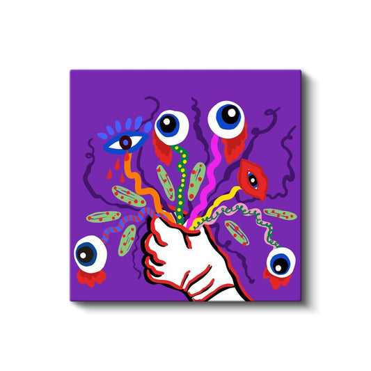 Sürreal Bakış - Renkli Gözler ve El Kompozisyonu Kanvas Tablo