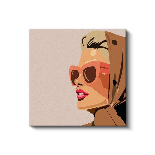 Retro Pop Art Portre - Şık Gözlüklü Vektörel Stilize Figür Kanvas Tablo