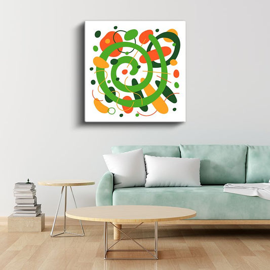 Spiral Enerji - Turuncu Yeşil Harmonisi Kanvas Tablo