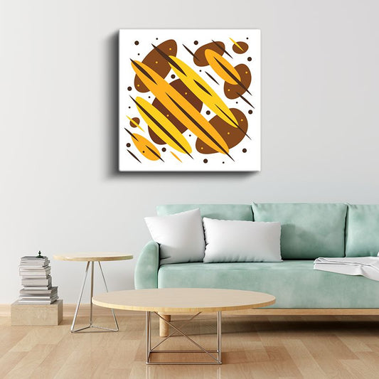 Altın Çizgiler - Dinamik Geometrik Desen Kanvas Tablo