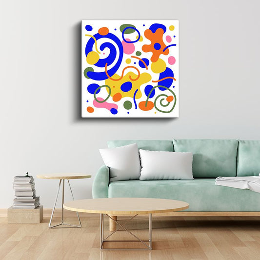 Renkli Spiral Soyut - Neşeli Organik Formlar Kanvas Tablo