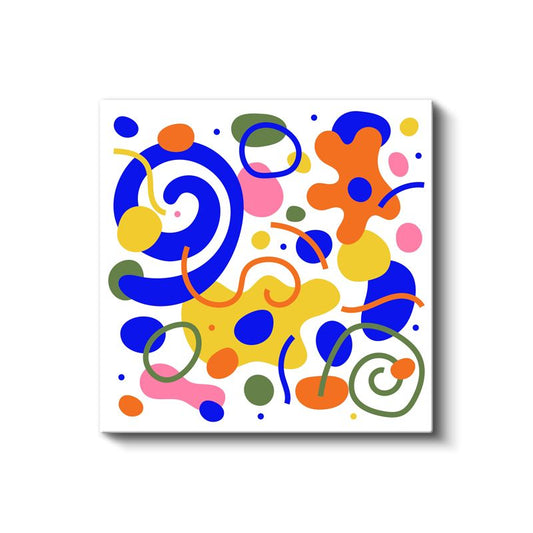 Renkli Spiral Soyut - Neşeli Organik Formlar Kanvas Tablo